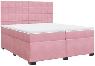 vidaXL Boxspringbett mit Matratze Rosa 200x200 cm Samt 3291007