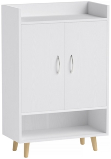 HOMCOM Schuhschrank Schuhregal mit Türen und Regalen (1-St, Schuhkommode) Massivholz, 60 x 30 x 92 cm, Weiß