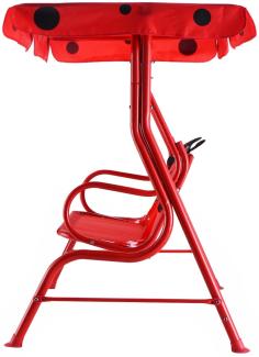 COSTWAY Kinder Hollywoodschaukel Kinderschaukel Gartenschaukel Garten Schaukel Gartenliege Schaukelbank Gartenbank mit Sonnendach 2-Sitzer Marienkaefer Rot