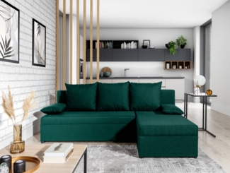 Gino, Ecksofa, Eckcouch, Dunkelgrün