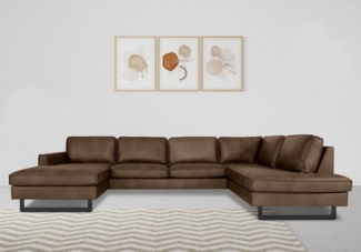 Places of Style Wohnlandschaft Pinto, 350 cm, U-Form, XXL, mit Ottomanen, Cord, Feincord, Luxus-Microfaser Leder und Chenille