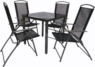 VCM Gartenmöbel-Set 80S 918150 Schwarz H. 105 x B. 80 x T. 80 cm