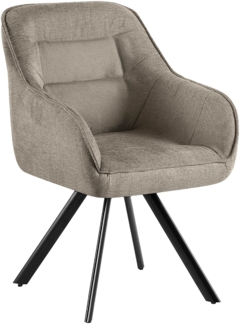 CLP Esszimmerstuhl Pettuli 180° schwenkbar gepolstert mit Rückenlehne bis 150 kg,taupe Stoff