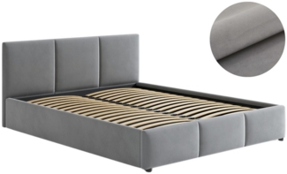 Home Collective Polsterbett Doppelbett 140x200 und 160x200 cm mit Lattenrost aus Metall, mit Stauraum mit Bettkasten 160x200 cm in hellgrau samt