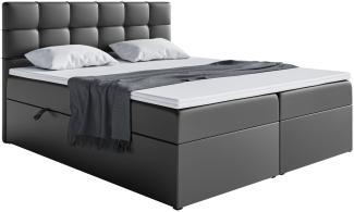 MEBLINI Boxspringbett TAPO 1 120x200 cm mit Bettkasten - H4/Schwarz Kunstleder Polsterbett - Doppelbett mit Topper & Taschenfederkern-Matratze