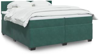 vidaXL Boxspringbett mit Matratze Dunkelgrün 200x200 cm Samt 3288705