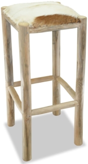 Barhocker Echtleder und Teak Massivholz [244544]