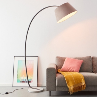Lightbox Bogenlampe, ohne Leuchtmittel, Stehleuchte mit elegantem Stoffschirm und Betonfuß, 196 cm Höhe, E27