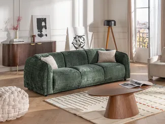Vente-unique - JUNETI Sofa Stoff Grün - B 90 cm x H 80 cm x L 235 cm