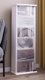 VCM CD / DVD Media Regal Tilano 920085 Weiß H. 92 x B. 31 x T. 18 cm