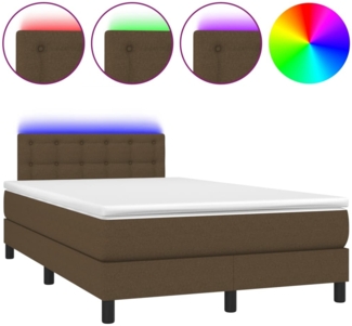 vidaXL Boxspringbett mit Matratze & LED Dunkelbraun 120x190 cm Stoff 3270070