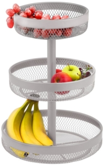 eluno Obstschale Brotkorb rund 3-stöckig, aus taupem Metall