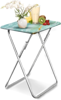 Klappbarer Beistelltisch Tablett Tisch Snacktisch Blauer Marmor 37x47x66cm