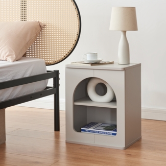 Nachttisch Trorhun 48 x 40 x 30 cm Grau [en. casa]