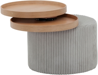 Beistelltisch hellgrau Texturstoff Wohnzimmertisch Couchtisch Sofatisch Dekoration