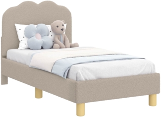 vidaXL Kinderbettgestell mit Kopfteil Hellgrau 70x140 cm Schafstoff 42010966