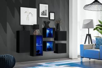Hängende Kommode SB4 in Schwarz 150 x 80 cm 7-teilig