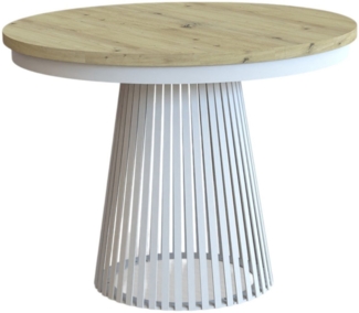 Compleo Esstisch Rund, Säulengestell mit Rillenstruktur DAST, Ausziehbar 100-180 cm