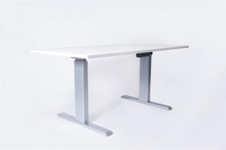 ergonomicoffice elektrisch höhenverstellbarer Schreibtisch 160 x 80 cm silber/weiß