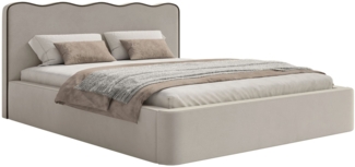 Selsey 'Duney' Polsterbett mit Bettkasten, Velours, beige, 180x200
