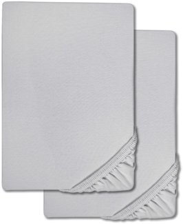 Spannbettlaken Microfaser Interlock-Jersey silber grau 90 x 190 - 100 x 200 cm 180 x 200 - 200 x 200 cm Doppelpack