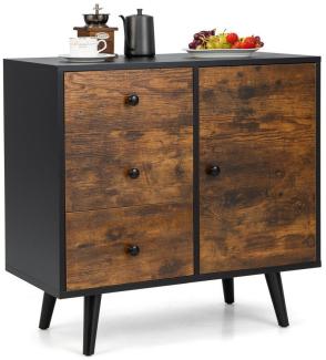 COSTWAY Sideboard, mit Tür, 3 Schubladen & verstellbarem Regal, 40x73x76,5m