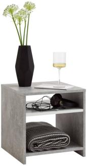 FMD Couchtisch mit Ablage, Betongrau / Weiß, 39,9 x 39,9 x 39,9 cm