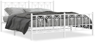 vidaXL Bettgestell mit Kopf- und Fußteil Metall Weiß 180x200 cm 376199