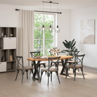 vidaXL Esstisch Hellbraun 200x100x74 cm Massivholz Eiche Oval 3305317