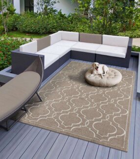 TaraCarpet Teppich Indoor & Outdoor Teppich Capri mediteranes Florentiner Design, rechteckig, Höhe: 5 mm, Kurzflor beige In & Outdoor Balkon Terrasse Wohnzimmer 120x170