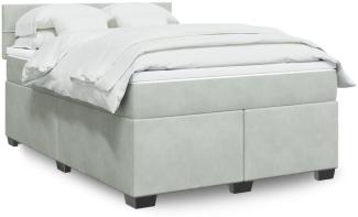 vidaXL Boxspringbett mit Matratze Hellgrau 140x200 cm Samt 3286330