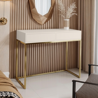 AX LIVING Moderne Schminktische Lortie 100cm Kaschmir goldenes Gestell