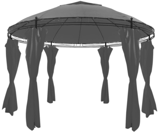 vidaXL Gartenpavillion mit Vorhängen Rund 3,5x2,7 m Anthrazit 44762
