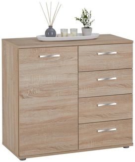 CARO-Möbel Kommode Sideboard Schrank Chicago in Sonoma Eiche, mit Tür und 4 Schubladen Highboard