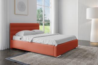 99rooms Salvio Polsterbett 180x200 cm Velours MONOLITH Korallenrot mit Bettkasten