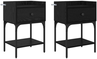 vidaXL Nachttisch 2 pcs Schwarz Eichen-Optik 40 x 29 x 60 cm 881831