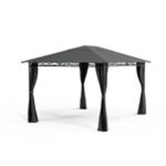 Blumfeldt Mondo Pavillon 3x4 – Stahlrahmen, Mit Vorhängen, Wetterfeste Überdachung, Gartenpavillon, Rostfrei, Leichter Aufbau, Dunkelgrau