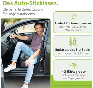 feela Sitzkissen Orthopädisches Auto-Sitzkissen – entlastet Rücken & Steißbein, Mehr Komfort auf langen Fahrten – fördert Haltung & entspanntes Sitzen