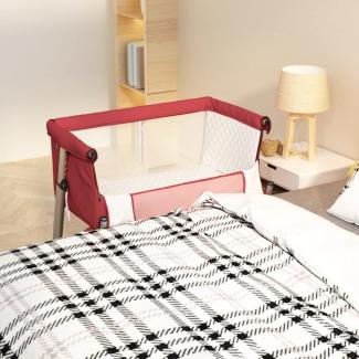 vidaXL Babybett mit Matratze Rot Leinenstoff 10299