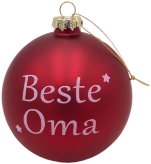 BURI Glas-Weihnachtsbaumkugeln rot mit Spruch ∅ 10cm Christbaumschmuck Weihnachtsdeko