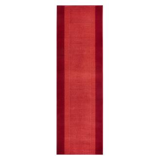 Kurzflor Teppich Läufer Band Rot - 80x350x0,9cm