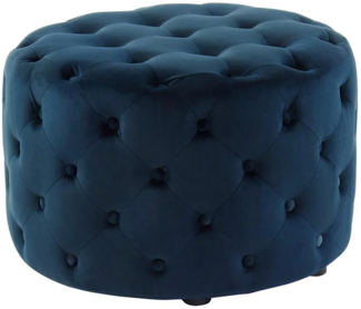 Vente-unique - Sitzhocker Samt FOURCA - Dunkelblau