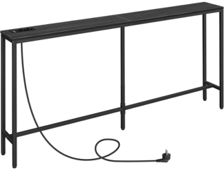 Konsolentisch mit Ladestation 180 cm schwarz Schmaler Sofatisch USB-Anschlüssen