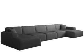 Wohnlandschaft Sofa U-Form CELES PREMIUM XL in Stoff Scala Anthrazit