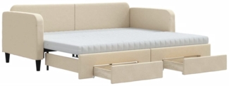 vidaXL Tagesbett Ausziehbar mit Schubladen Creme 90x200 cm Stoff 3196874