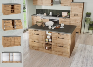 KOCHSTATION Kücheninsel KS-Lani, Breite 153 cm, mit Flaschenregal, MDF-Fronten, Arbeitsplatte 38mm stark