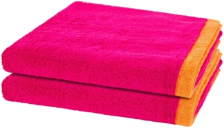 Cawö Lifestyle Splash 2 tlg. Frottier-Set - 2 X Duschtuch (70 X 140cm) - 522 g/m2 - Pink / mandarine