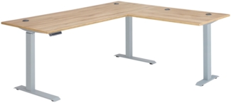 Elektro-Winkelschreibtisch vito Clyde , Silber, Holzfarben , 185 x 72 x 177 cm