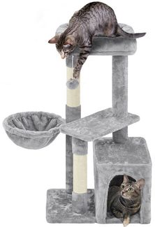 Yaheetech Kratzbaum 87 cm (H), Katzenbaum Kletterbaum mit Katzenhöhle & Liegemulde