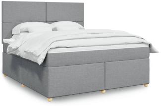 vidaXL Boxspringbett mit Matratze Hellgrau 180x200 cm Stoff 3293652